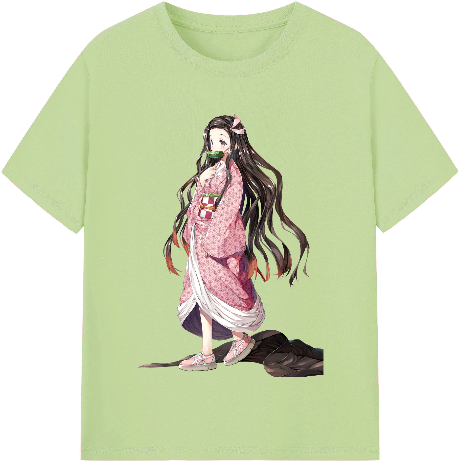 （画像用） 鬼滅の刃（きめつのやいば）竈門 禰󠄀豆子／かまど ねずこ Kamado Nezuko 綿100％半袖Tシャツ（フロントプリント）